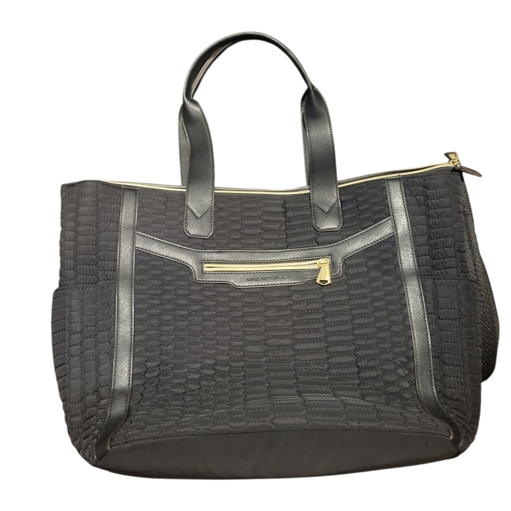 Aimee Kestenberg Large Black Quilted Weekender Tote Handbag Bag Purse